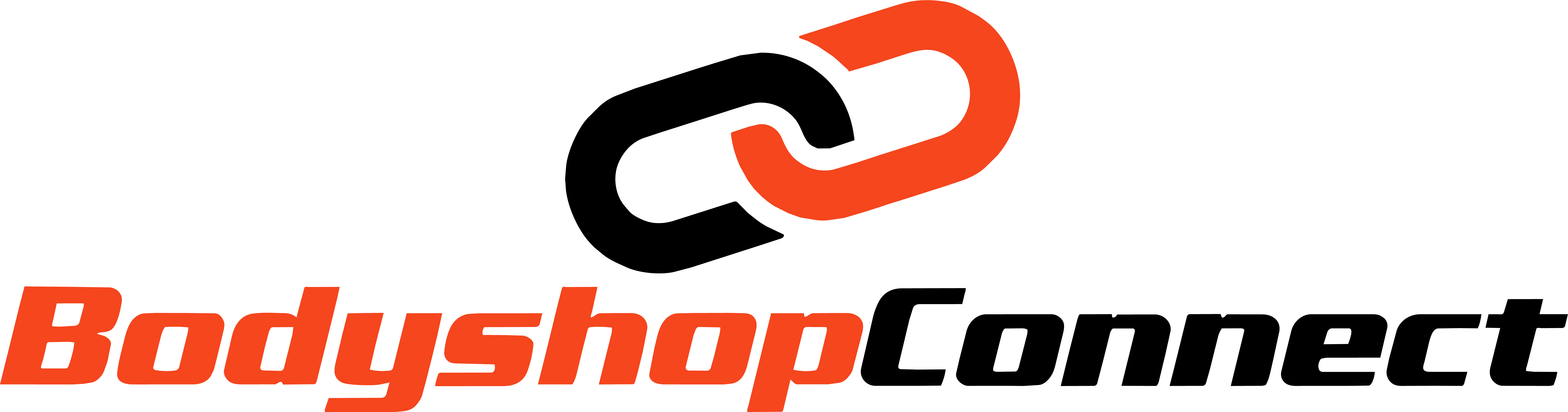 Bodyshop Connect logo with red and black interlocking chain link symbol