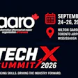 AARO TechX Summit 2026 event poster featuring September 24-26 dates at Hilton Garden Inn Toronto Airport West Mississauga