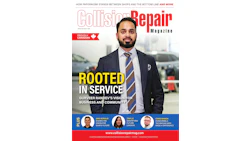 Collision Repair Magazine cover featuring Gurveer Randev with headline 'Rooted in Service'