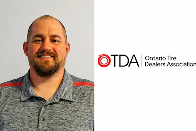 Professional headshot of smiling man in gray polo shirt next to Ontario Tire Dealers Association logo