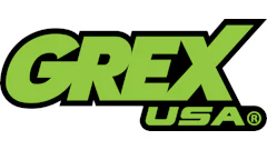 Grex USA logo in lime green with black outline and forward-pointing arrow