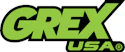 Grex USA logo in lime green with black outline and forward-pointing arrow