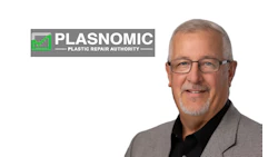 PLASNOMIC Plastic Repair Authority logo with professional headshot of male executive