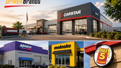 Driven Brands automotive service locations including CARSTAR, Maaco, Meineke, and Take 5 Oil Change storefronts