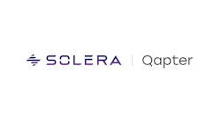 Solera and Qapter partnership logos with geometric symbol and modern typography