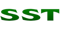 SST logo in dark green and white with bold, curved letterforms