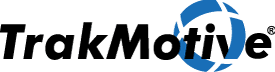 TrakMotive logo featuring blue abstract symbol with italicized text