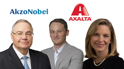 Three business executives from AkzoNobel and Axalta in professional headshots