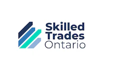 Skilled Trades Ontario logo featuring three diagonal stripes in navy, cyan, and lavender with text wordmark