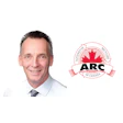 Professional headshot of smiling man in light blue shirt and tie next to ARC of Canada automotive recyclers logo featuring red maple leaf