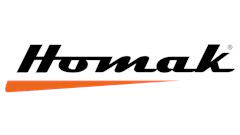 Homak logo featuring italicized black text with orange swoosh accent and registered trademark symbol