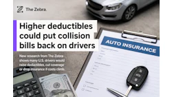 The Zebra logo with article about auto insurance deductibles and collision costs