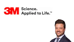 3M company logo with Science. Applied to Life. tagline and professional headshot of a man in navy blazer
