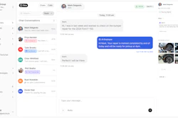 ABC Auto Group customer messaging interface showing chat conversations with repair updates and contact list