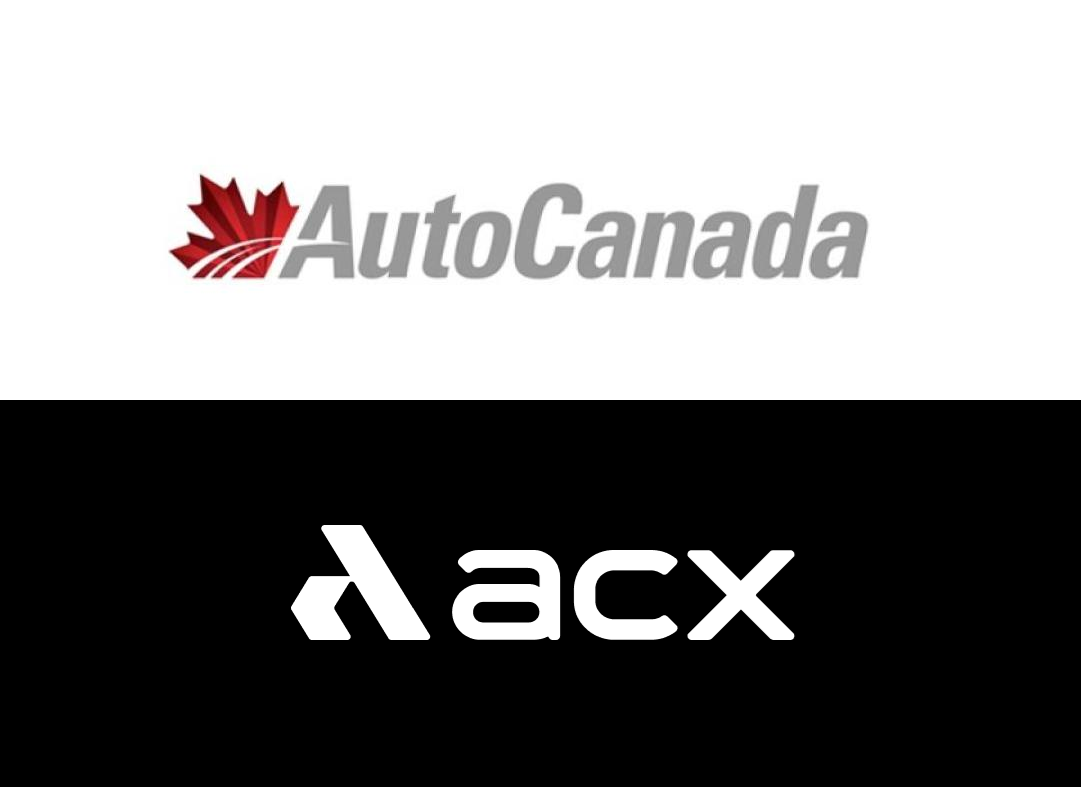 AutoCanada and ACX corporate logos featuring red maple leaf and geometric arrow symbols