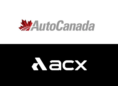 AutoCanada and ACX corporate logos featuring red maple leaf and geometric arrow symbols