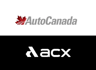 AutoCanada and ACX corporate logos featuring red maple leaf and geometric arrow symbols