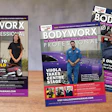Three BODYWORX Professional magazine covers featuring paint class training and collision repair professionals