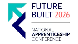 Future Built 2026 National Apprenticeship Conference logo with turquoise and navy chevron symbol