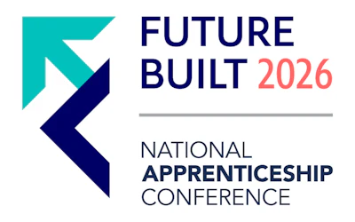 Future Built 2026 National Apprenticeship Conference logo with turquoise and navy chevron symbol