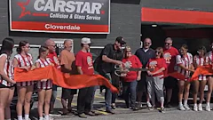 CARSTAR Cloverdale collision and glass service hosts ribbon-cutting ceremony with community members in red shirts