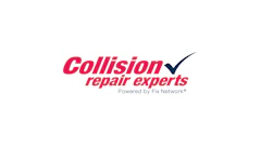 Collision Repair Experts logo with navy checkmark, powered by Fix Network