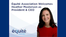 Équité Association announces Heather Masterson as new President and CEO, featuring professional portrait and organization logo