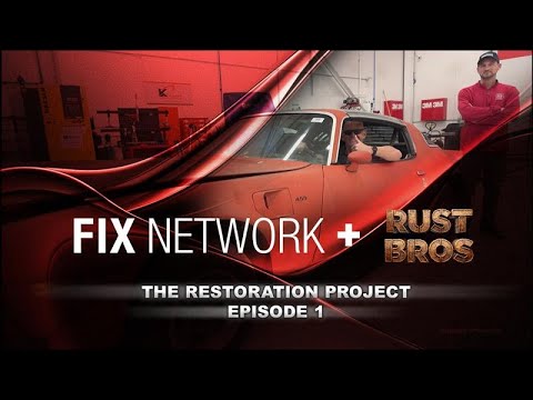 Fix Network and Rust Bros logos with restoration project episode title card featuring vintage red truck