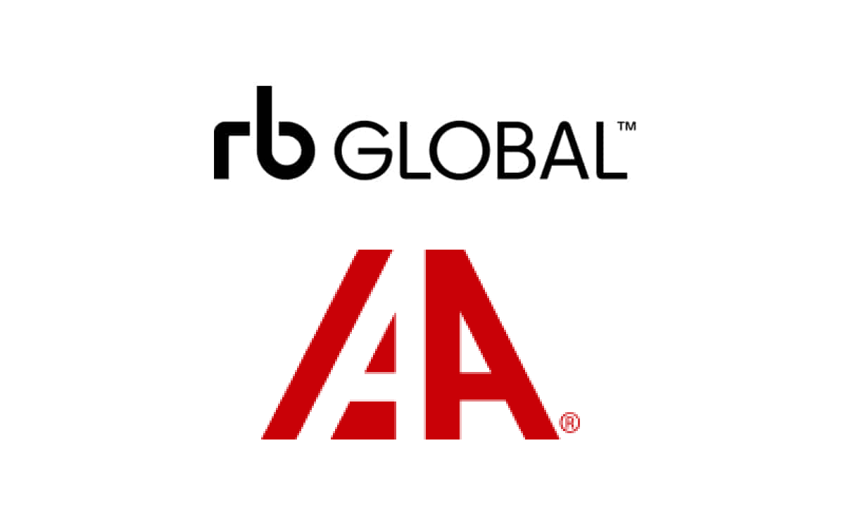 RB Global and AAA logos - black geometric rb symbol with red AAA letters below