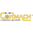 Cormach Correggio Machinery logo with yellow lettering, gear icon, and colored accent bars