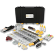 Stanley tool kit with black carrying case containing hand tools, measuring tape, screwdrivers, and accessories