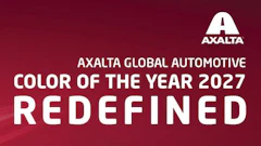 Axalta Global Automotive Color of the Year 2027 Redefined campaign announcement on burgundy background