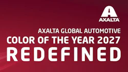 Axalta Global Automotive Color of the Year 2027 Redefined campaign announcement on burgundy background