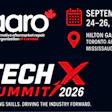 AARO TechX Summit 2026 event poster featuring September 24-26 dates at Hilton Garden Inn Toronto Airport West Mississauga