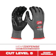 Milwaukee WEAR//DEFENSE cut level 5 work gloves with gray knit exterior and black grip coating