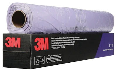 3M Purple Premium Moisture-Resistant Plastic Sheeting roll with black product packaging box