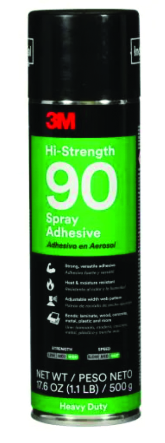 3M Hi-Strength 90 spray adhesive 17.6 oz aerosol can with black and green label