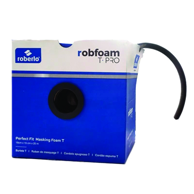 Roberlo robfoam T-PRO masking foam product box with blue and white packaging