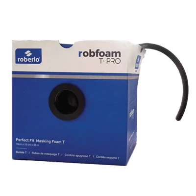 Roberlo robfoam T-PRO masking foam product box with blue and white packaging