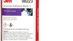 3M Universal Adhesive Black-3 cartridge with dual-barrel applicator and safety information label