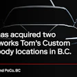 ACX acquires Colorworks Tom's Custom Autobody locations in Coquitlam and PoCoBC announcement with vehicle silhouette