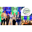ARA 2026 conference logo with five award recipients on stage at Jakarta event