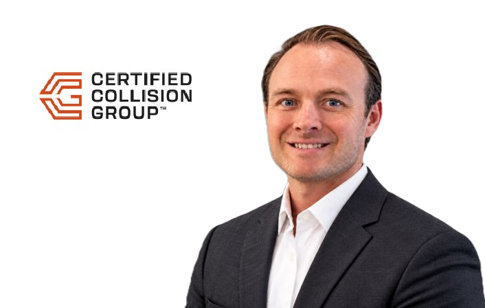 Certified Collision Group logo with orange geometric symbol and black text
