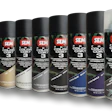 SEM ColorCoat 3 spray paint cans in multiple colors including red, tan, white, gray, black, blue, and purple