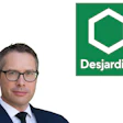 Professional man in glasses and business suit with Desjardins logo