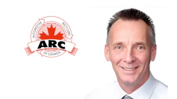 ARC Automotive Recyclers of Canada logo with red maple leaf emblem and professional headshot of smiling man in business attire