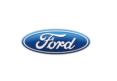 Ford Motor Company logo featuring white cursive text on blue oval background