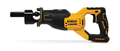 DeWALT yellow and black cordless reciprocating saw with battery-powered design