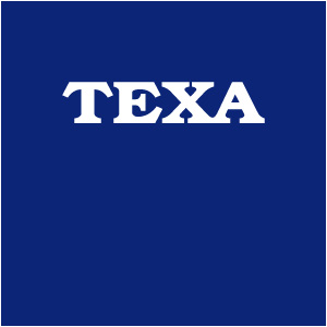 TEXA logo with white text on navy blue background