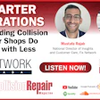 Podcast promotion for 'Smarter Operations' episode featuring Mustafa Rajab and Domenic Iannetta discussing collision repair shop efficiency strategies.